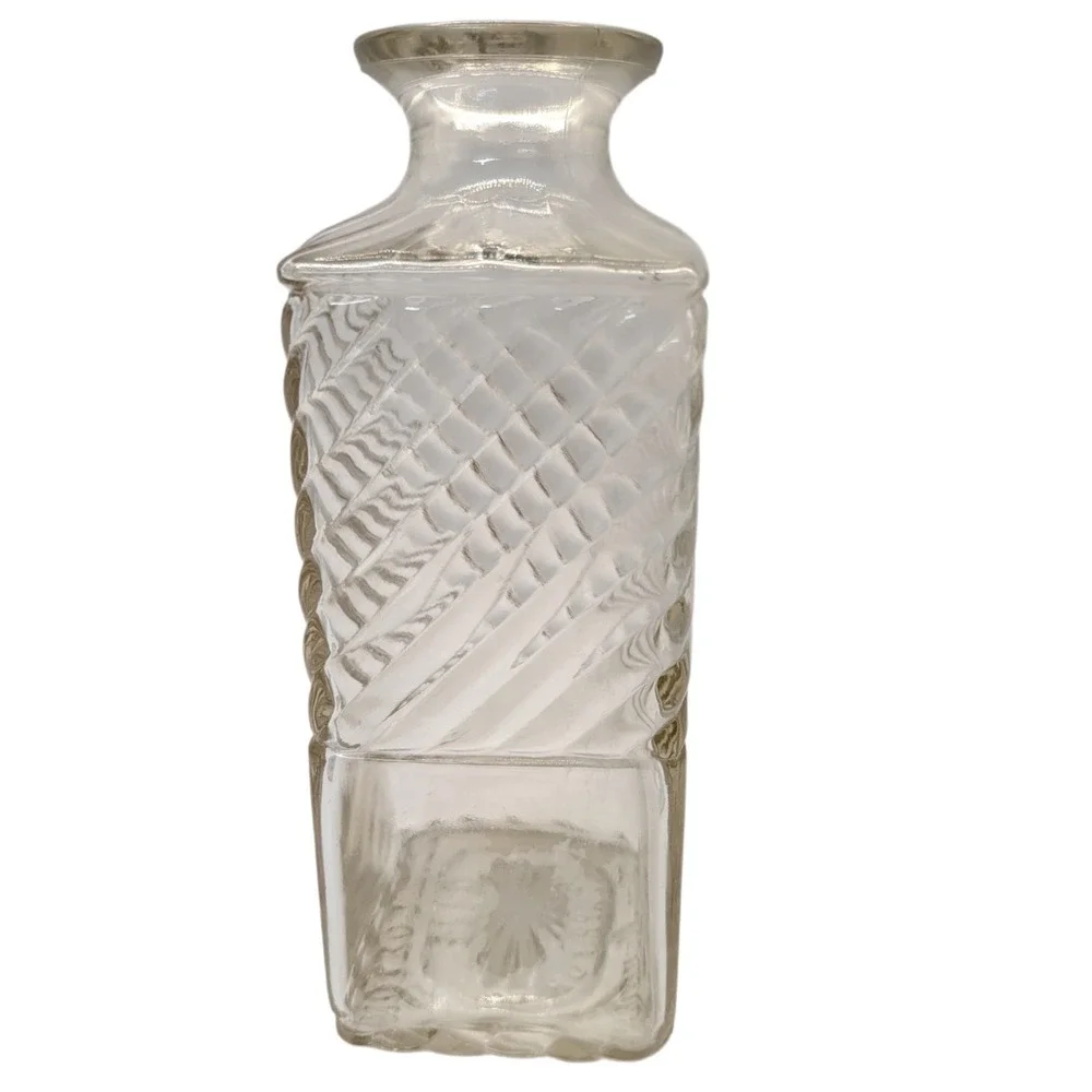 Old Mr Boston Decanter Bottle Swirl Vintage Fine Liquor Clear Textured Glass SEE